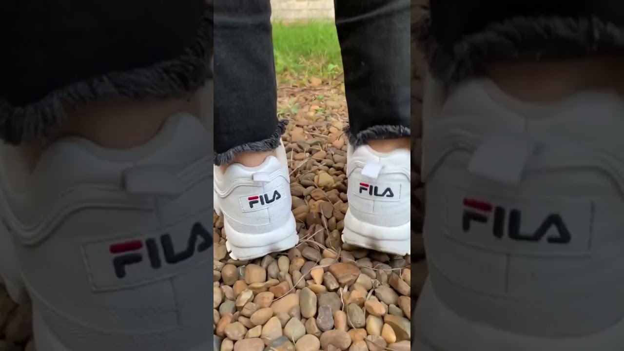 POV when using Fila Disruptor 2 shoes.