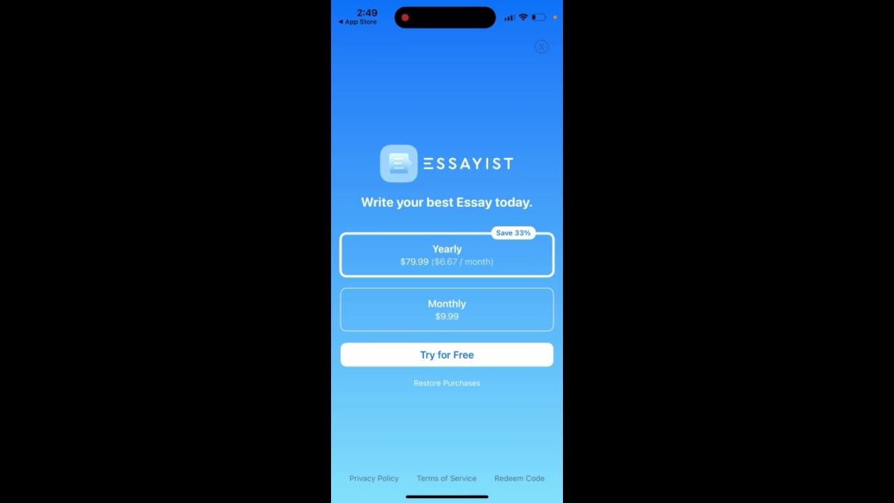 Essayist app - academic writing