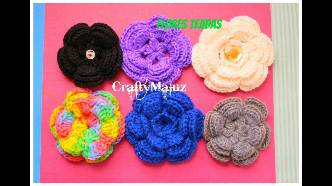 TUTORIAL:♥ CROCHET: FLOR TEJIDA (PASO A PASO) CRAFTYMALUZ