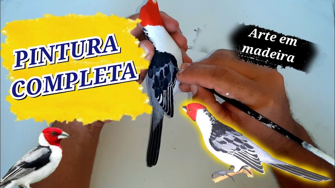 ESSE GALO DE CAMPINA FICOU INCRÍVEL, PASSO A PASSO PINTURA COMPLETA DE PÁSSARO DE MADEIRA DECORATIVO