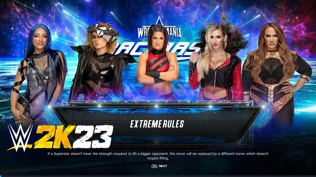 | Request | Sasha Banks VS Becky Lynch VS Bayley VS Charlotte Flair VS Nia Jax (WWE 2K23)