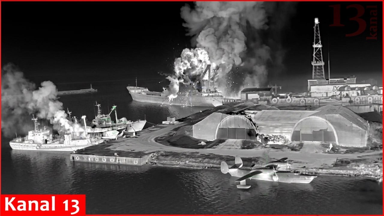 Украинские беспилотники уничтожили российский самолет Бе-12 &laquo;Чайка&raquo;, десантные катера и судно в К...