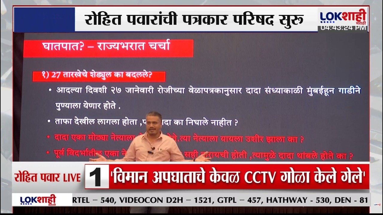 Rohit Pawar PC LIVE। दादांच्या विमान अपघाताबाबत संशय? रोहित पवार यांची पत्रकार परिषद लाईव्ह