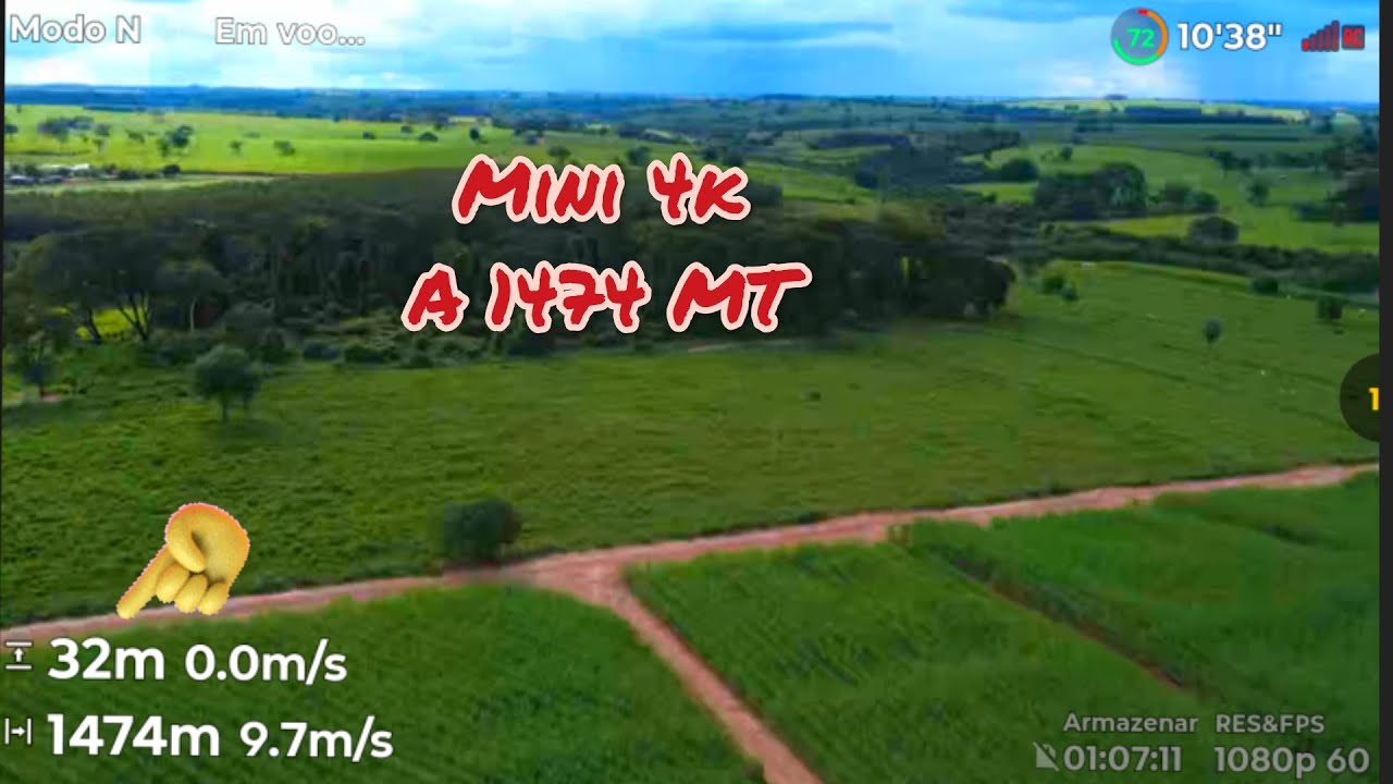 Mini 4k a 1474 de distância e 32 MT de altura 