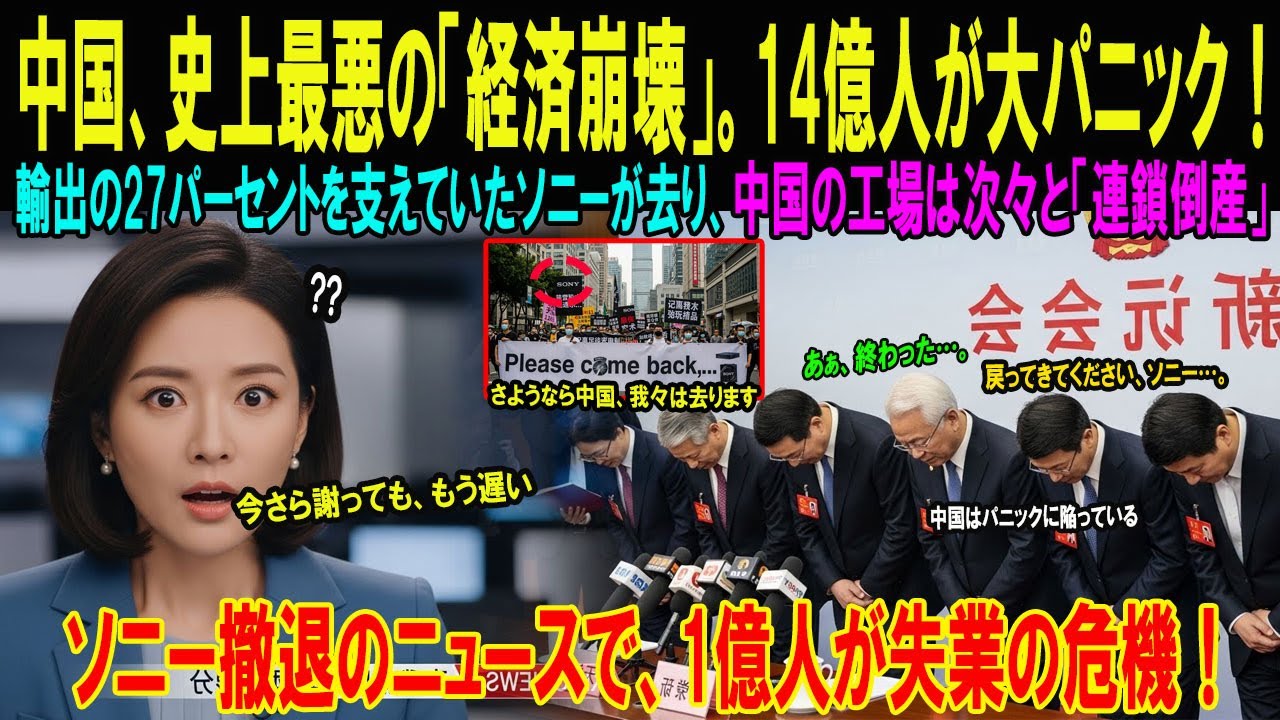 【海外感動秘話】「まさかソニーに手を出すとは…」中国工場が『完全撤退』を発表した途端、13億人が大パニック！あの大国が膝をついて号泣した理由とは？