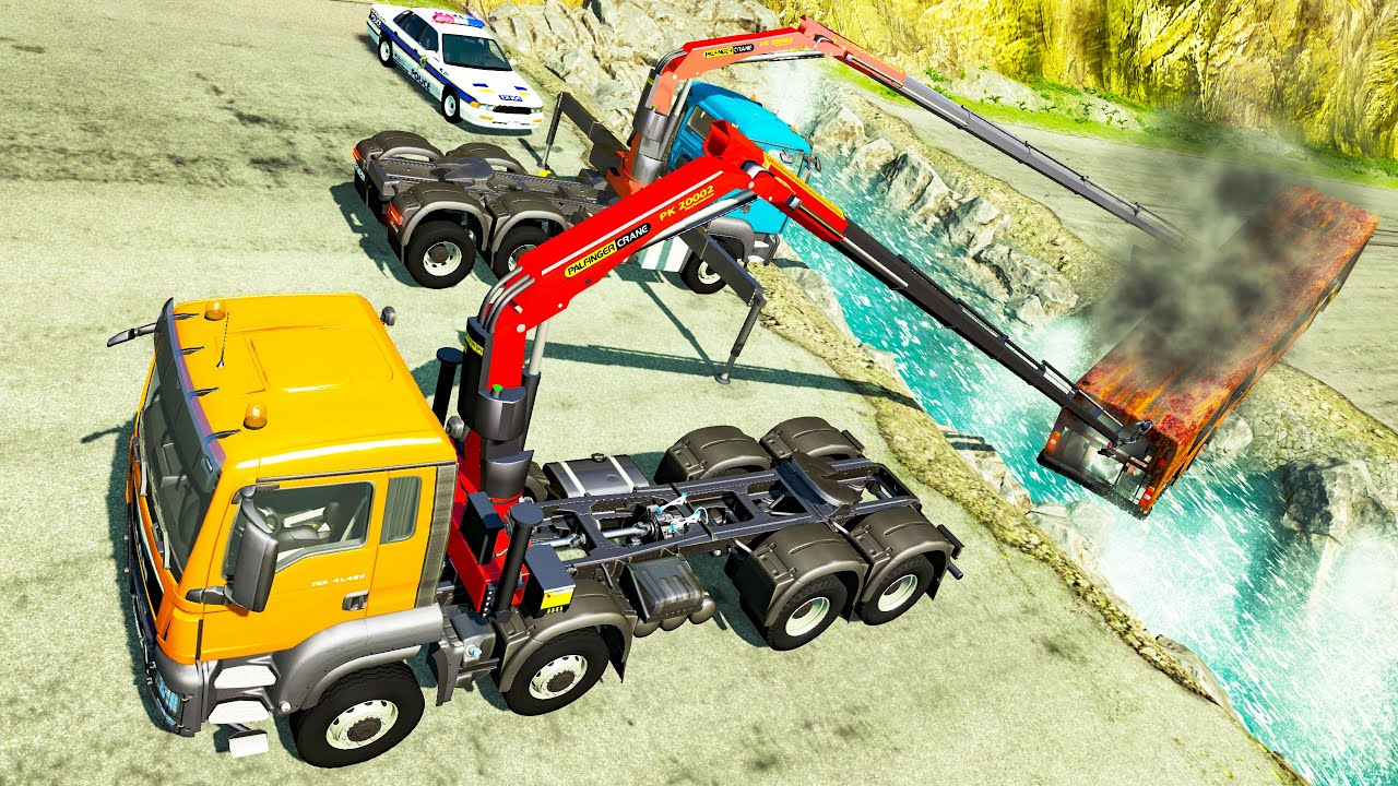 Truck Cranes Accidents #5 - Beamng drive