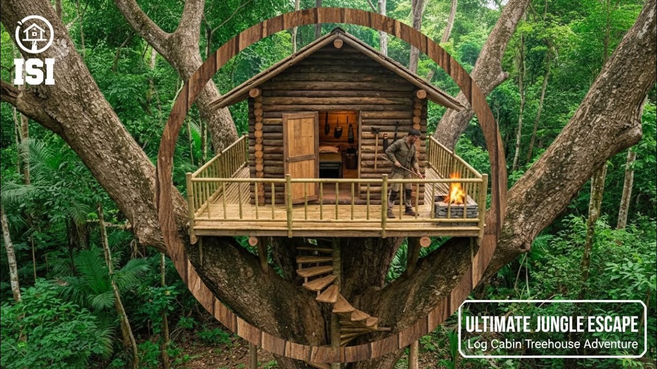 Man Builds an Incredible Treehouse Alone in the Forest (Start to Finish)