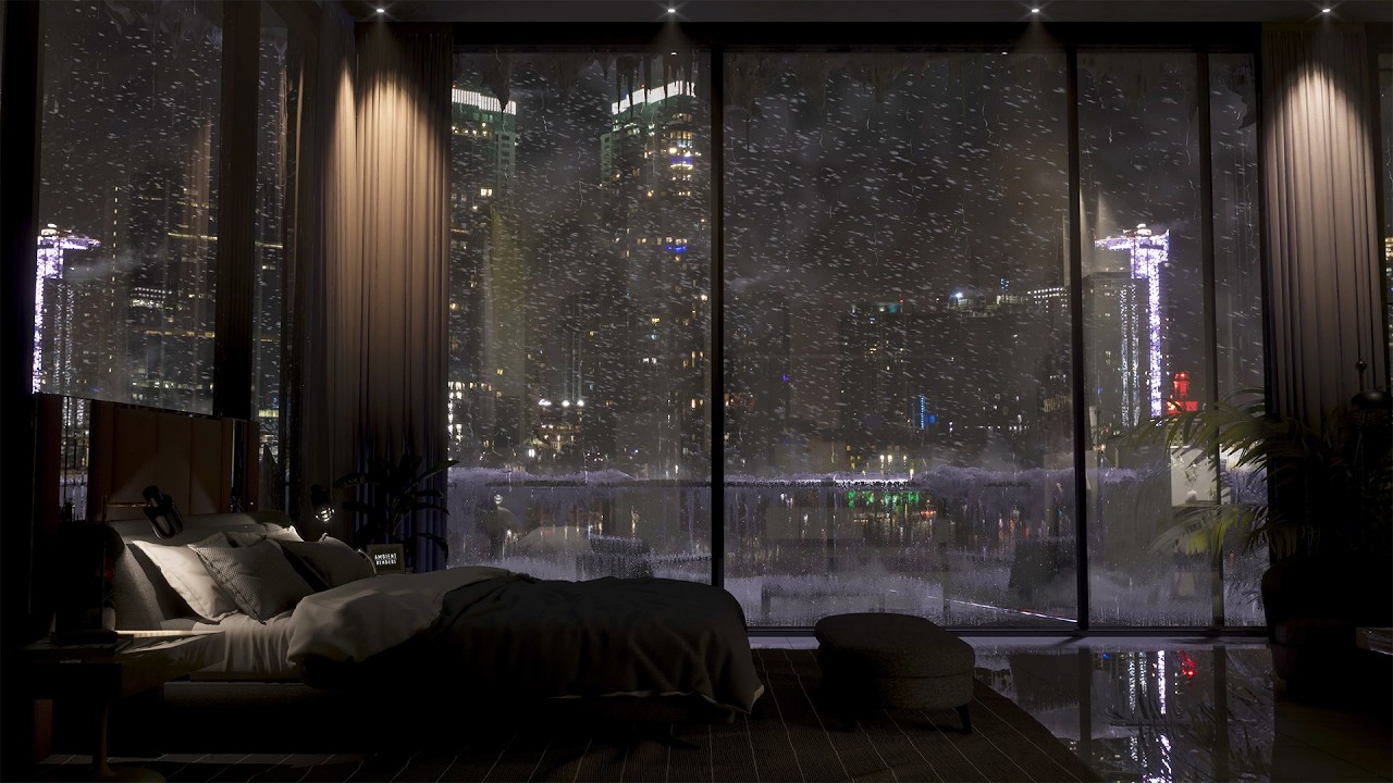 Spend The Night In An Exclusive Luxury SNOWY Miami Apartment | Wind Sounds For Sleeping