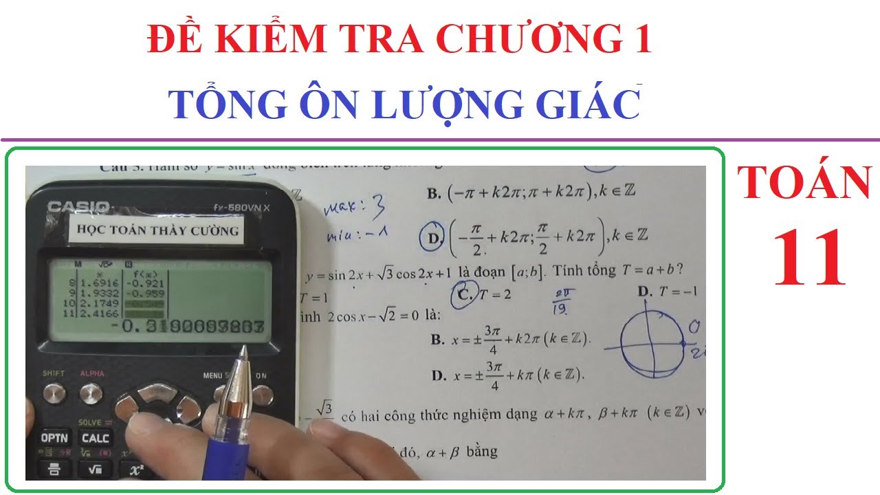 TOÁN 11 - ĐỀ KIỂM TRA CHƯƠNG 1 HÀM SỐ LƯỢNG GIÁC - PHƯƠNG TRÌNH LƯỢNG GIÁC. TỔNG ÔN LƯỢNG GIÁC 11