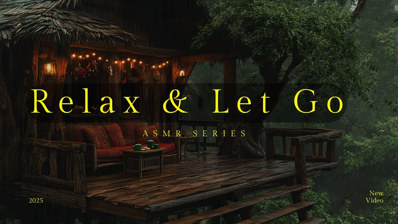 Soothing Night Ambience with Rain ASMR on a Cozy Balcony Glowing by Candlelight Forest View