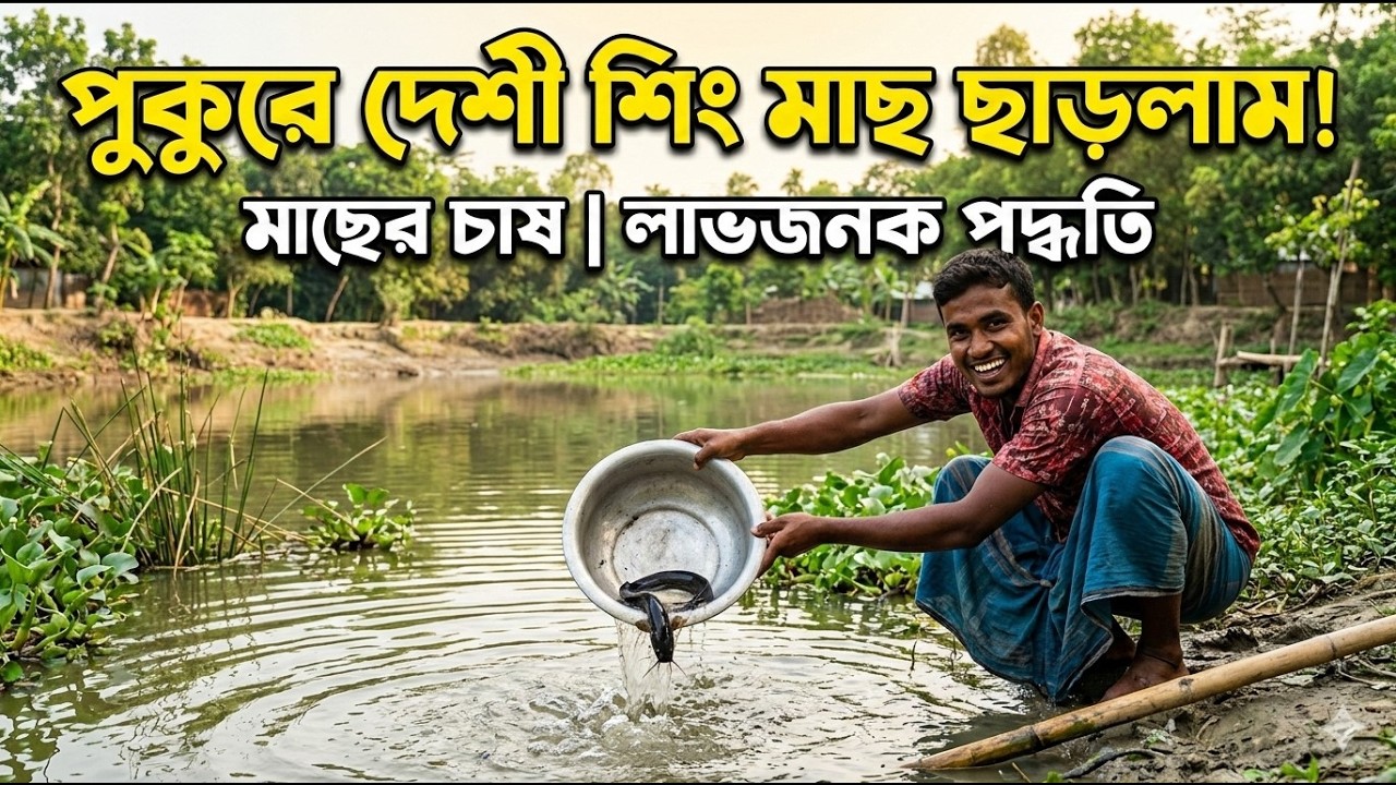 পুকুরে দেশী শিং মাছ ছাড়লাম  | village vlog