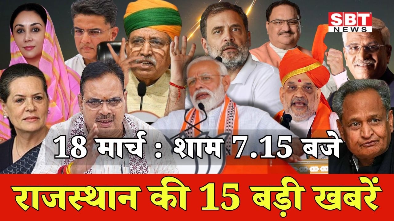 18 मार्च : राजस्थान शाम 7.15 बजे की 15 बड़ी खबरे | SBT News | Rajasthan News