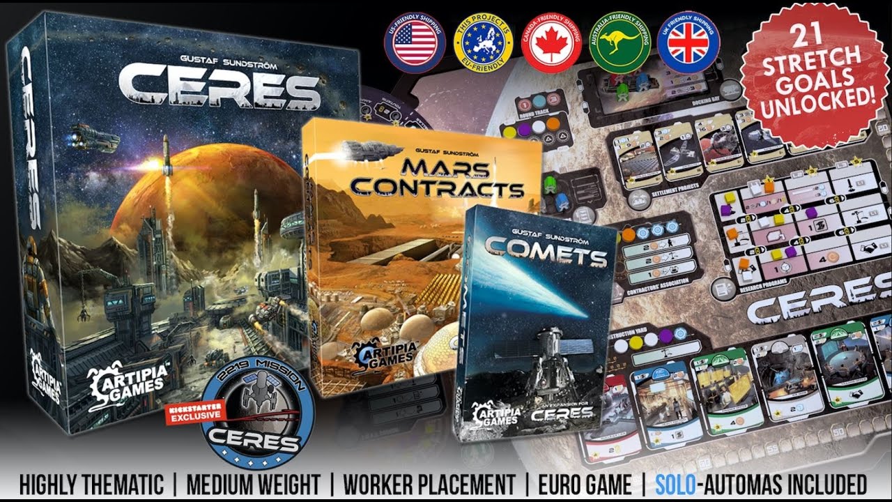 Ceres (KS) + Expansions (Mars Contracts & Comets) + KS Promos | Unboxing | LeMonde@Start Boardgames