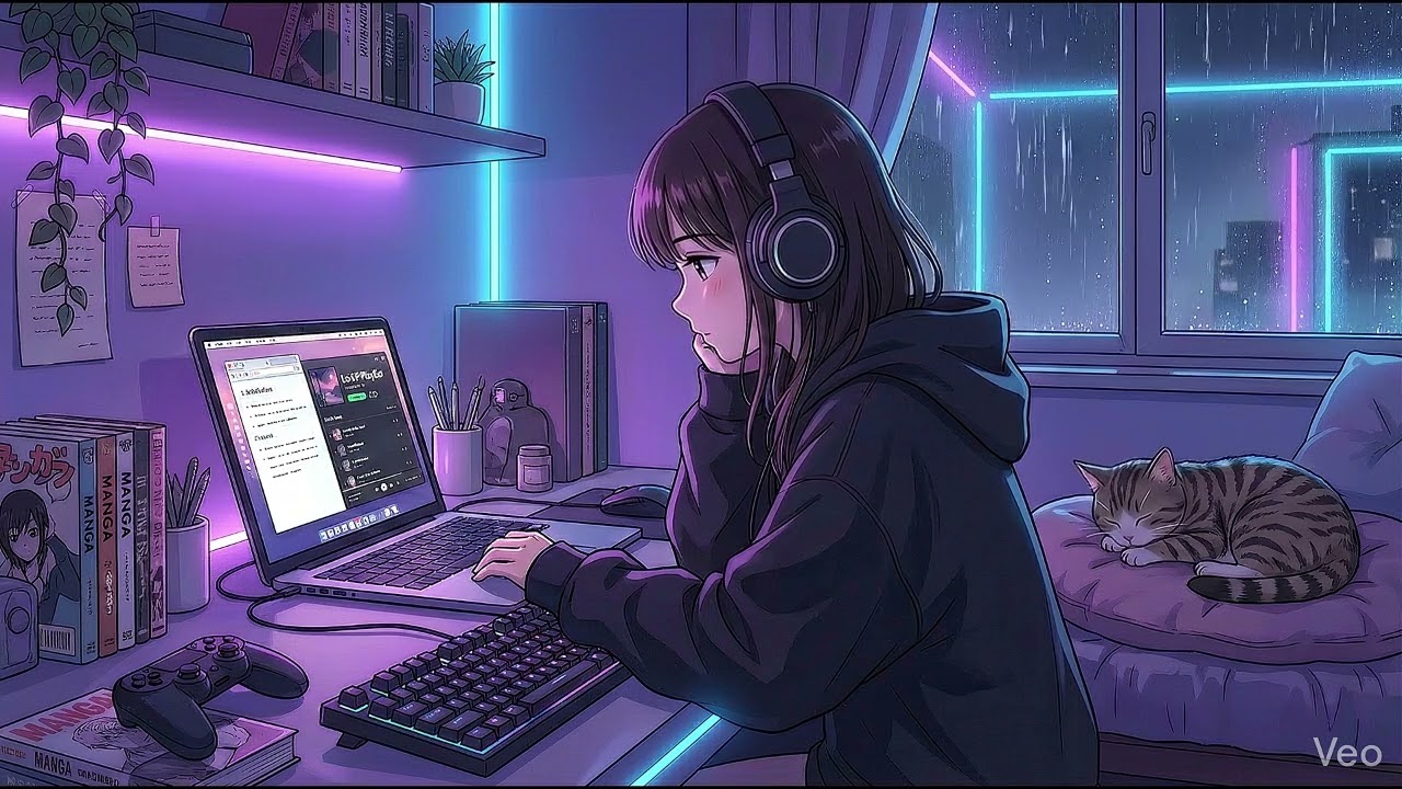Late Night Lofi 🌧️ 1 Hour Chillhop & Rain for Deep Focus