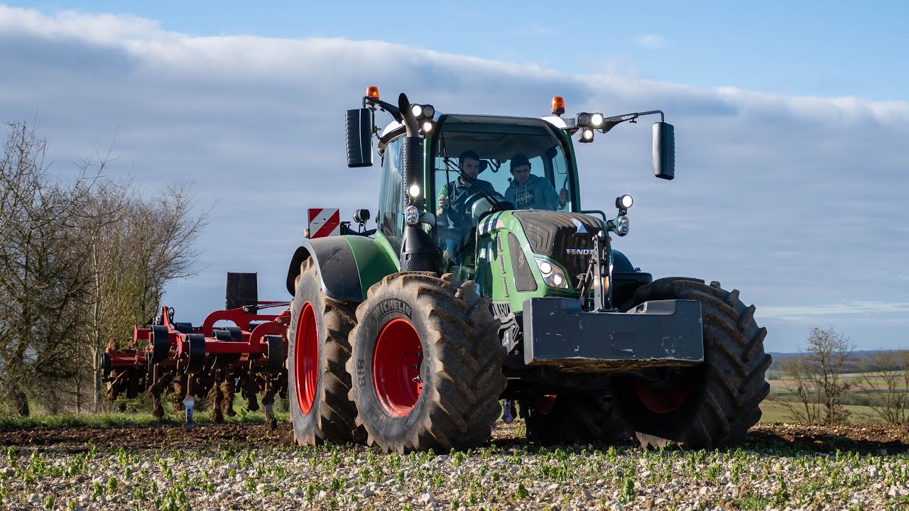 Fendt 722 et son déchaumeur Kverneland à la préparation du semis