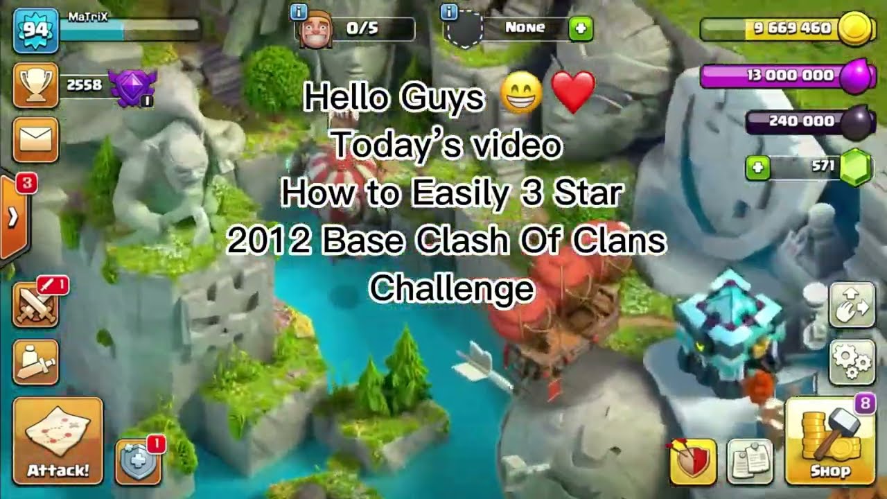 Easily 3 Star  2012 Base Clash Of Clans Challenge/ Real WizZaRD