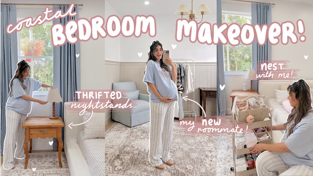a COASTAL BEDROOM MAKEOVER 🎀 *before my new roommate moves in* 👶🏻