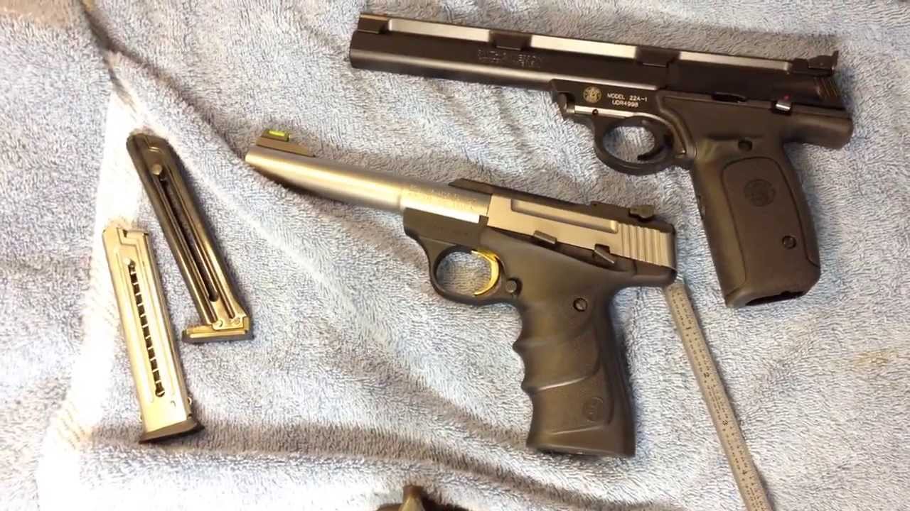 Сравнение пистолетов Browning Buckmark и S&W 22A1 калибра .22.