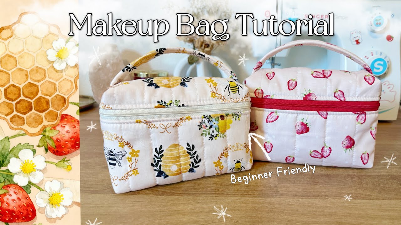 How To Made A Quilted Handled Makeup Bag|Bag Tutorial | Beginner friendly| ) 绗缝带手柄化妆包教程|新手友好|沉浸式