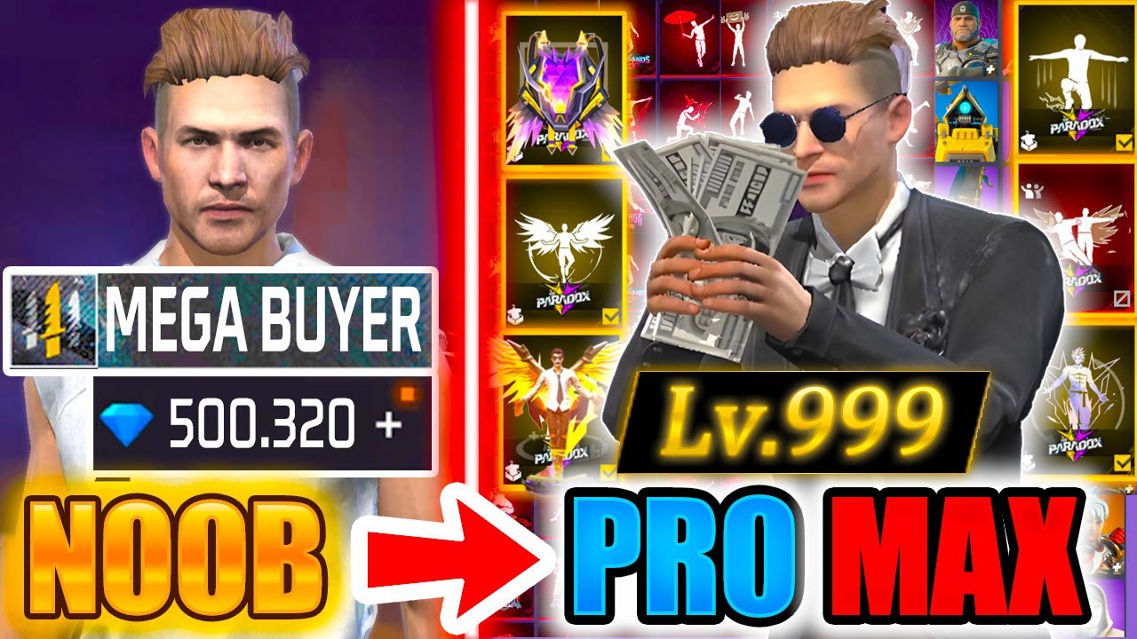 500.000💎DIAMONDS🔥*TOP UP KING*😱watch how many skins I got Free Fire Noob To Pro