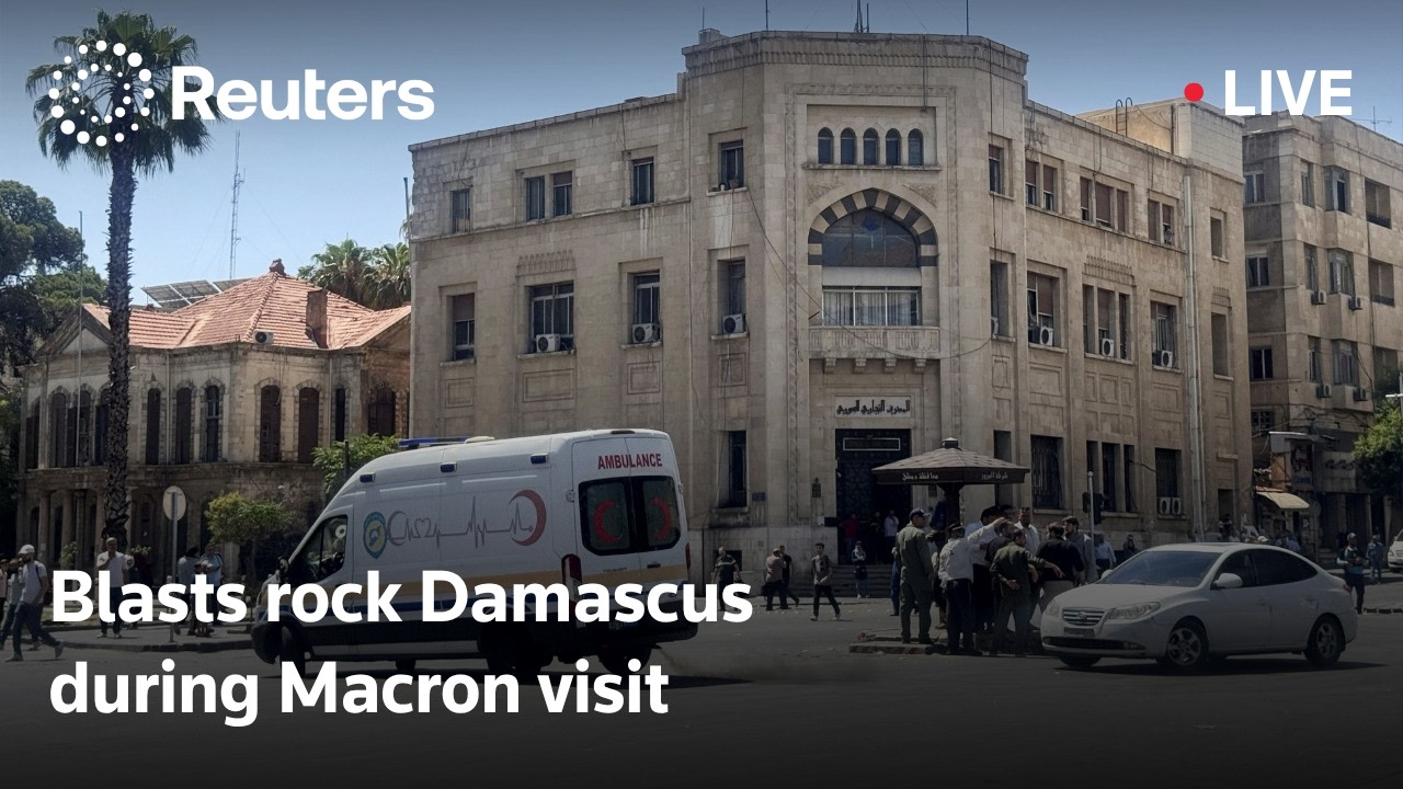 LIVE: Blasts rock Damascus during Macron visit