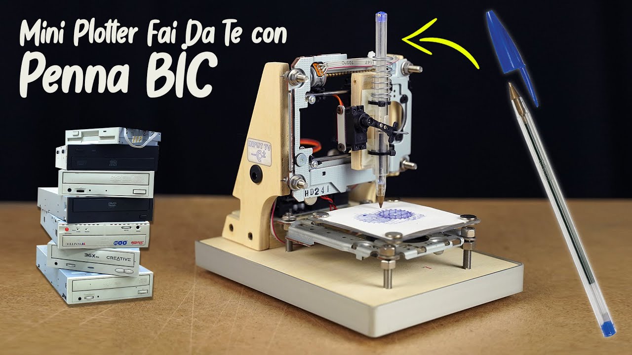 Mini plotter Fai Da Te costruito con una penna BIC e due vecchi Cdrom