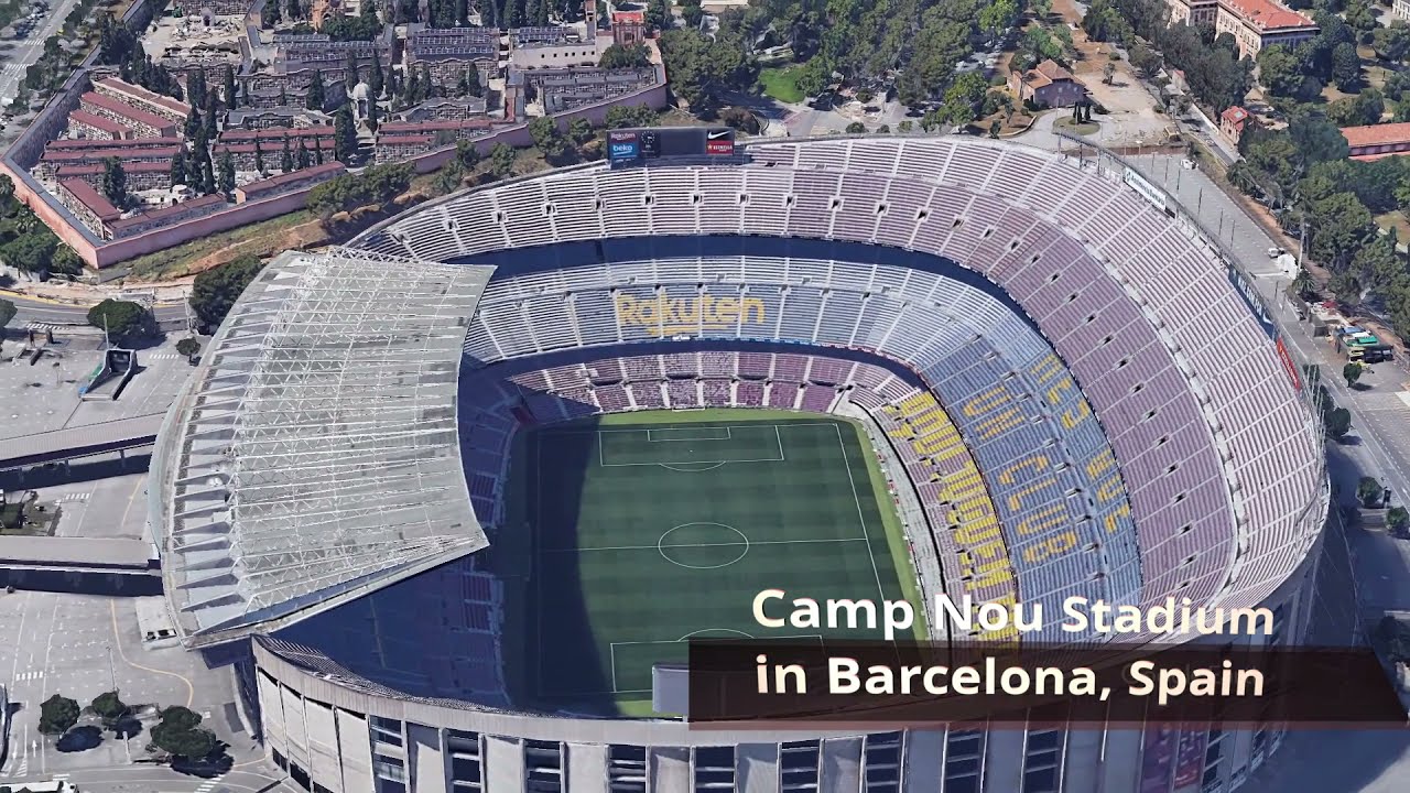 Camp Nou Stadium in Barcelona, Spain I 4k Aeria l Drone Shot Edits I