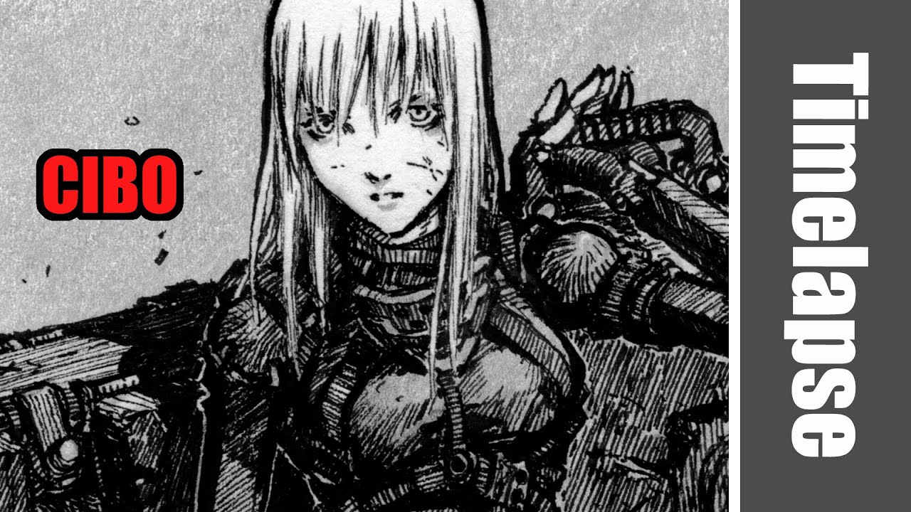 Drawing Cibo ( from the Manga Blame! ) - Timelapse | Red Hawk