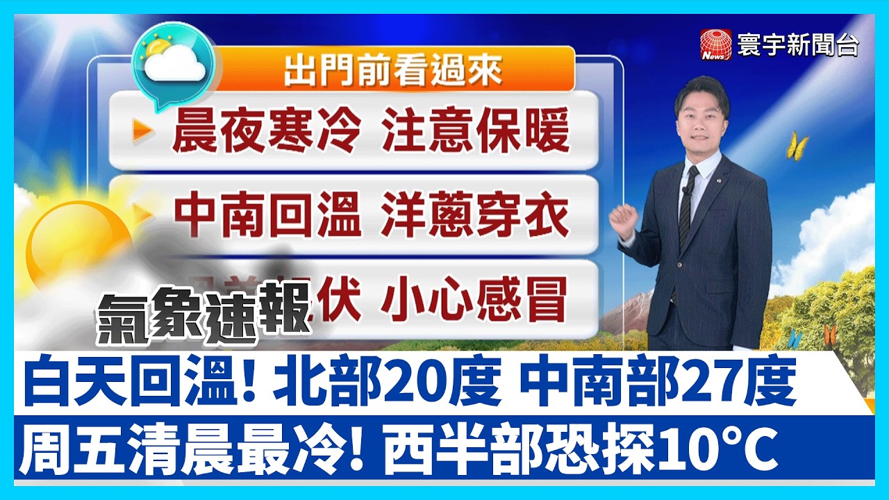 倒春寒來襲！今北東乾冷、中南部日夜溫差大【#出門看氣象】 ｜#寰宇財經新聞