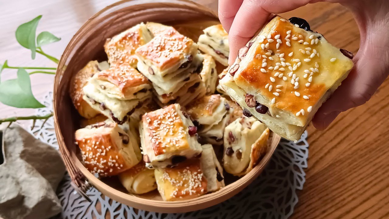 紅豆果乾千層餅 紅豆控必收! 簡單食譜,香甜酥脆停不下來!懶人福音,零失敗,超美味！＃紅豆千層餅