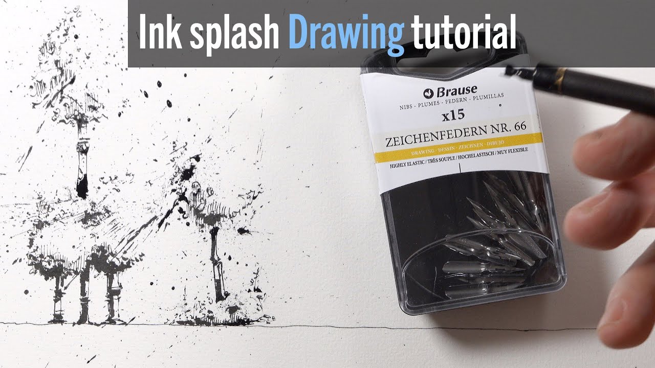 Ink splash drawing tutorial