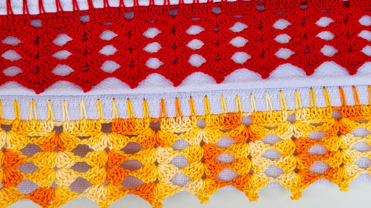 #19 Barrado fácil para panos de prato#croche #crochet #barradinho #barradopanodeprato