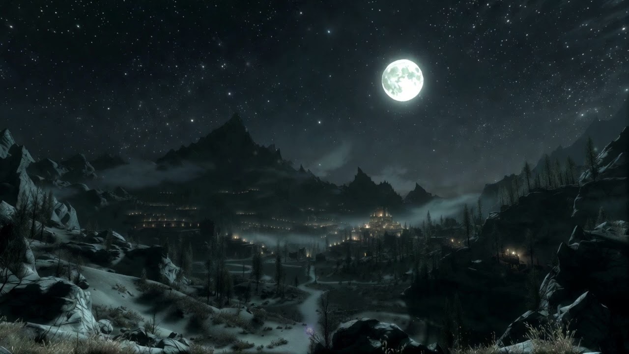 Nordic Night Galaxy - Skyrim Inspired Ambient Music | 1 Hour | 4K 🗻