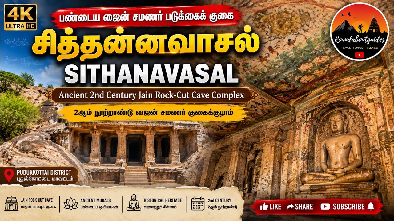 Sithanavasal Caves History in Tamil | Paintings and Jain Bed from Sithanavasal | Chithannavasal cave