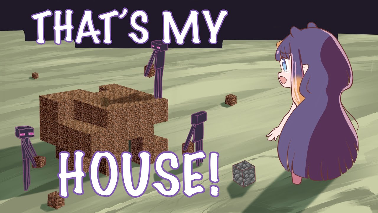 Ina Reacts To Endermen Stealing Her House (Hololive Animation)