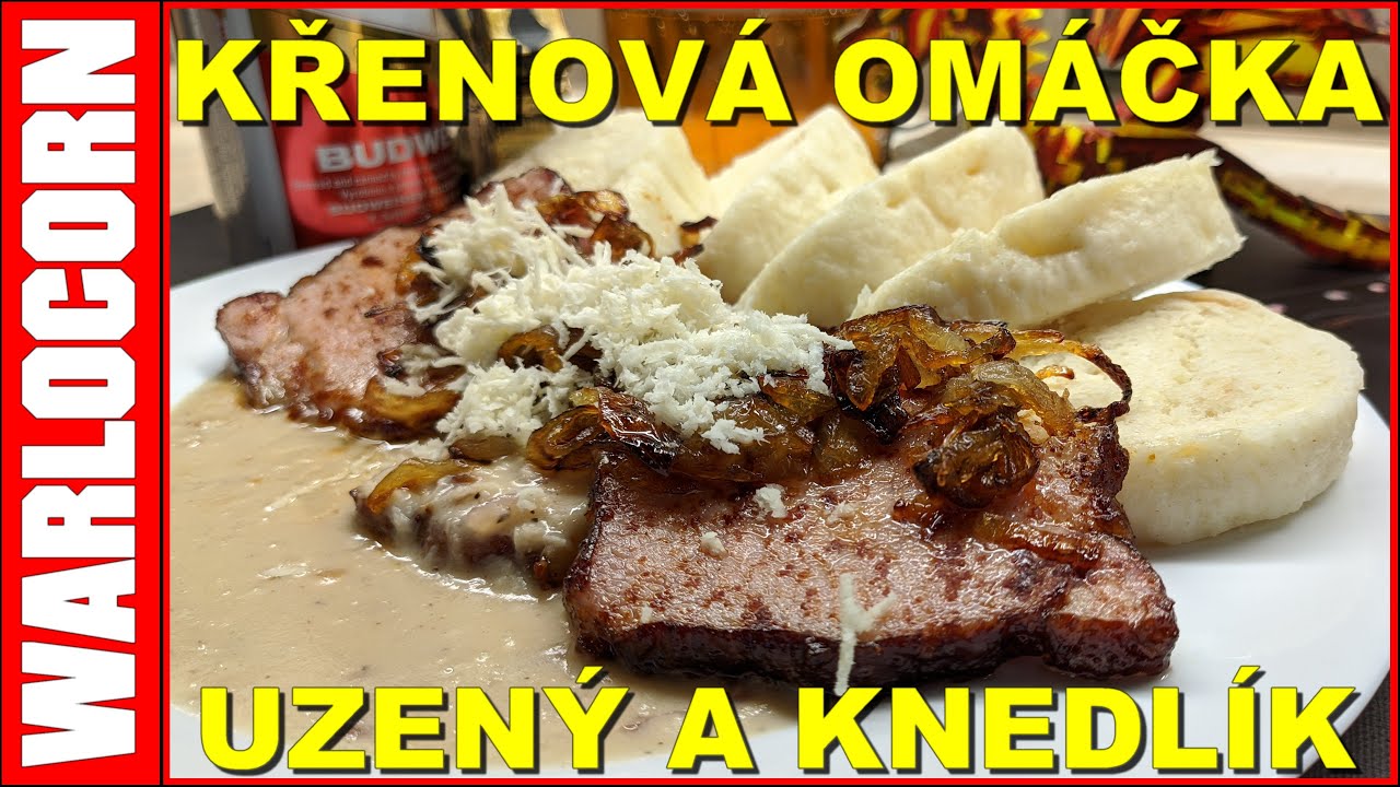 Křenová omáčka s uzenou kotletou a kynutým knedlíkem