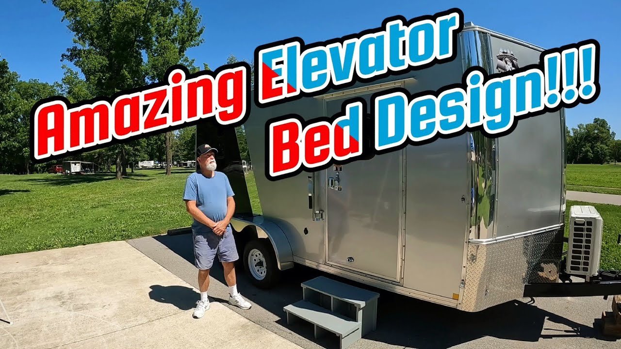 Amazing 7×16 Cargo Trailer Conversion Toy Hauler With Unique Elevator Bed