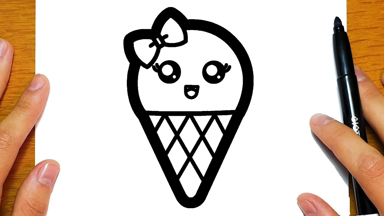COME DISEGNARE UN CONO GELATO CARINO | Disegni facili ed educativi