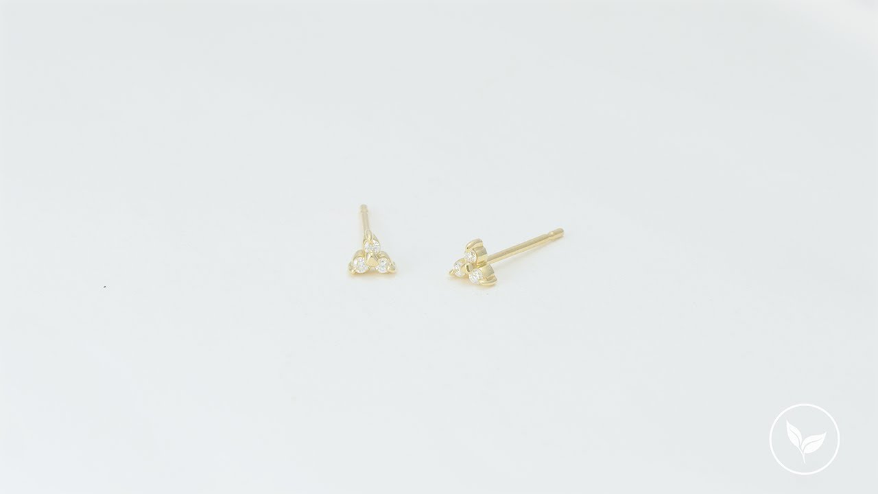 Tiny Three Diamond Bezel Studs