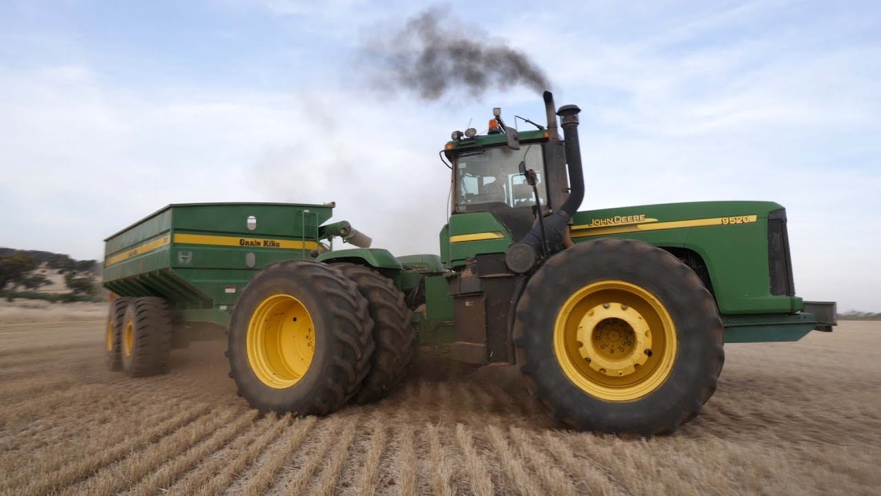 John Deere 9520 with Grain King 30 tons Chaser Bin | Pure Engine Sound