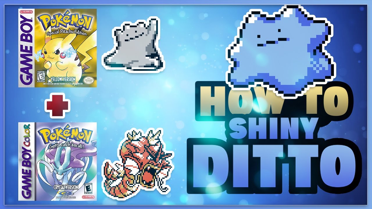 GEN 1 SHINY DITTO GLITCH POKEMON YELLOW AND CRYSTAL