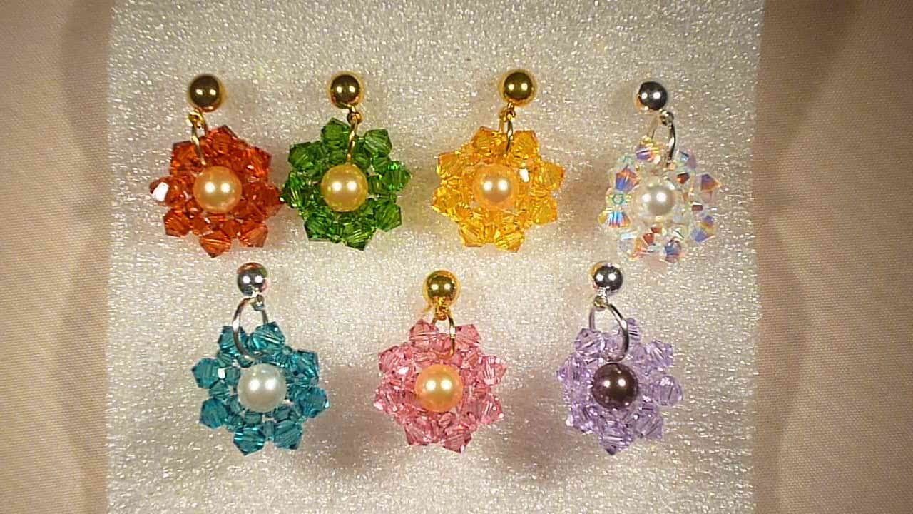 Pendientes Flor Swarovski Flower Beaded Earrings Tutorial