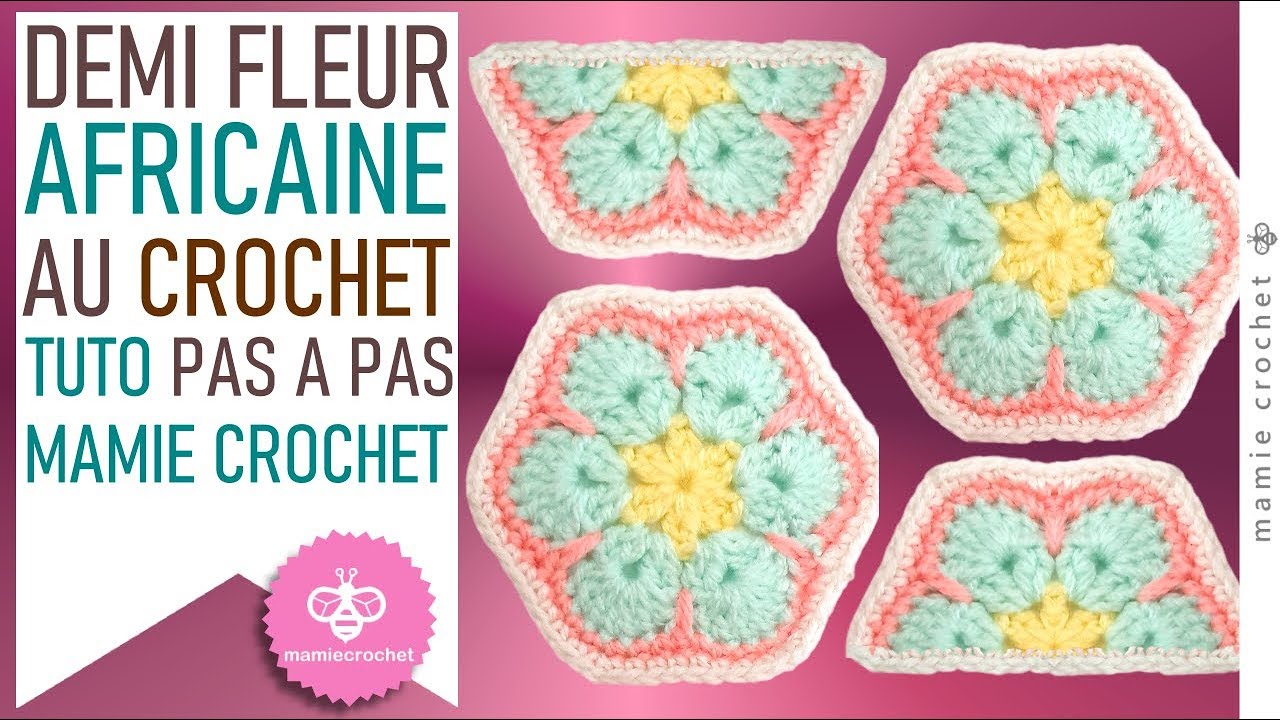 Comment faire une demi fleur africaine au crochet DIY débutante facile #mamiecrochet