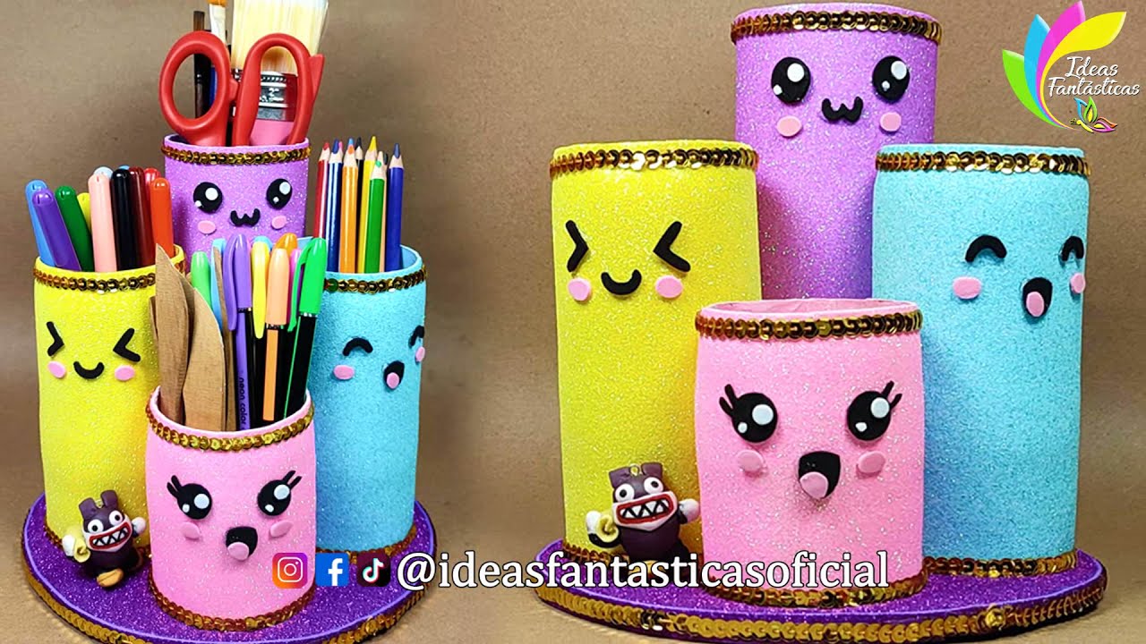 FÁCIL Y ECONÓMICO PORTALÁPICES KAWAII -  LAPICERA  DE BOTELLAS PLÁSTICAS - Idea fácil