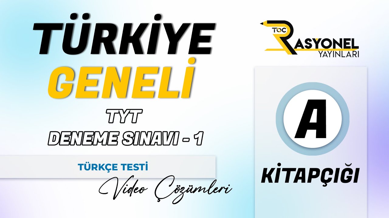 Rasyonel Yayınları TYT Türkiye Geneli Deneme Sınavı 1 - A Kitapçığı Türkçe Soru Çözümleri #tyt #2026