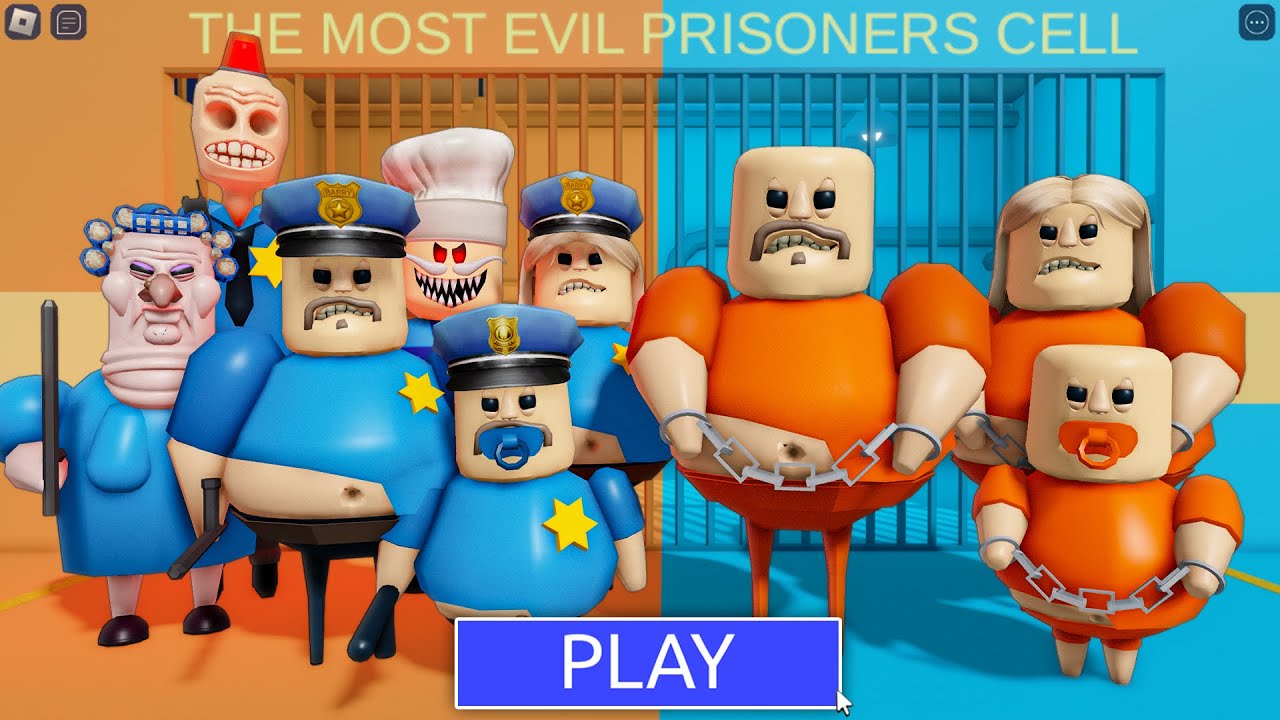 POLICE FAMILY Vs PRISONERS FAMILY in BARRY PRISON RUN! New Scary Obby (#Roblox)