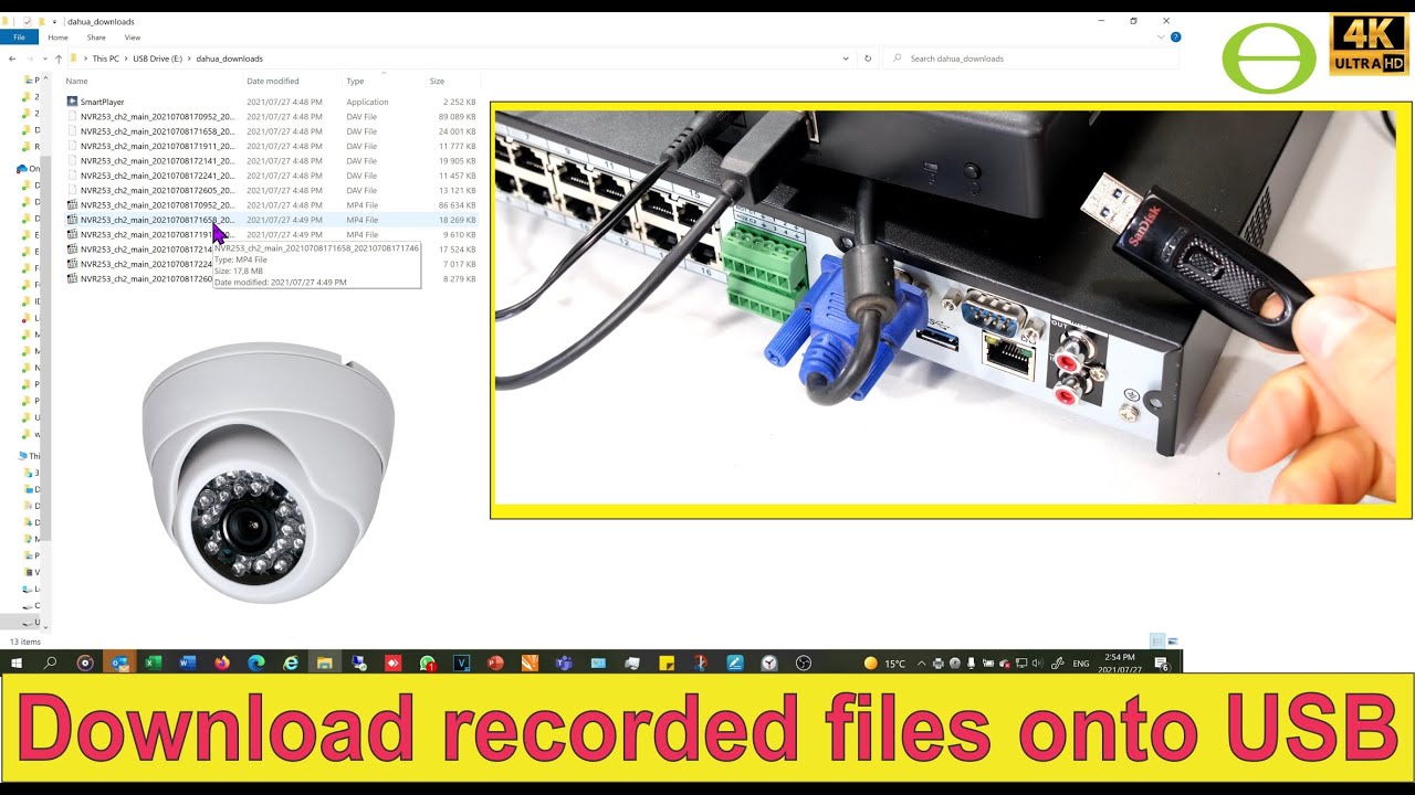 How to download recorded video files to USB on a Dahua NVR