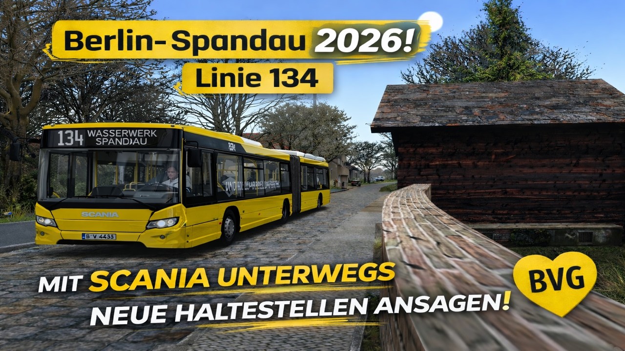 Berlin-Spandau 2026! 🚌 Linie 134 nach Gatow Kirsche | Scania unterwegs | OMSI 2