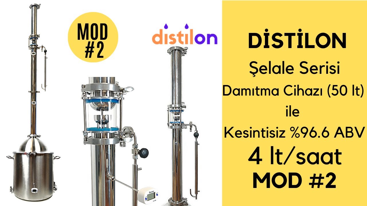 Damıtma Cihazı-İmbik-Distilon Şelale Serisi Damıtma Cihazı ile Kesintisiz %96.6 ABV 4 lt/saat MOD #2