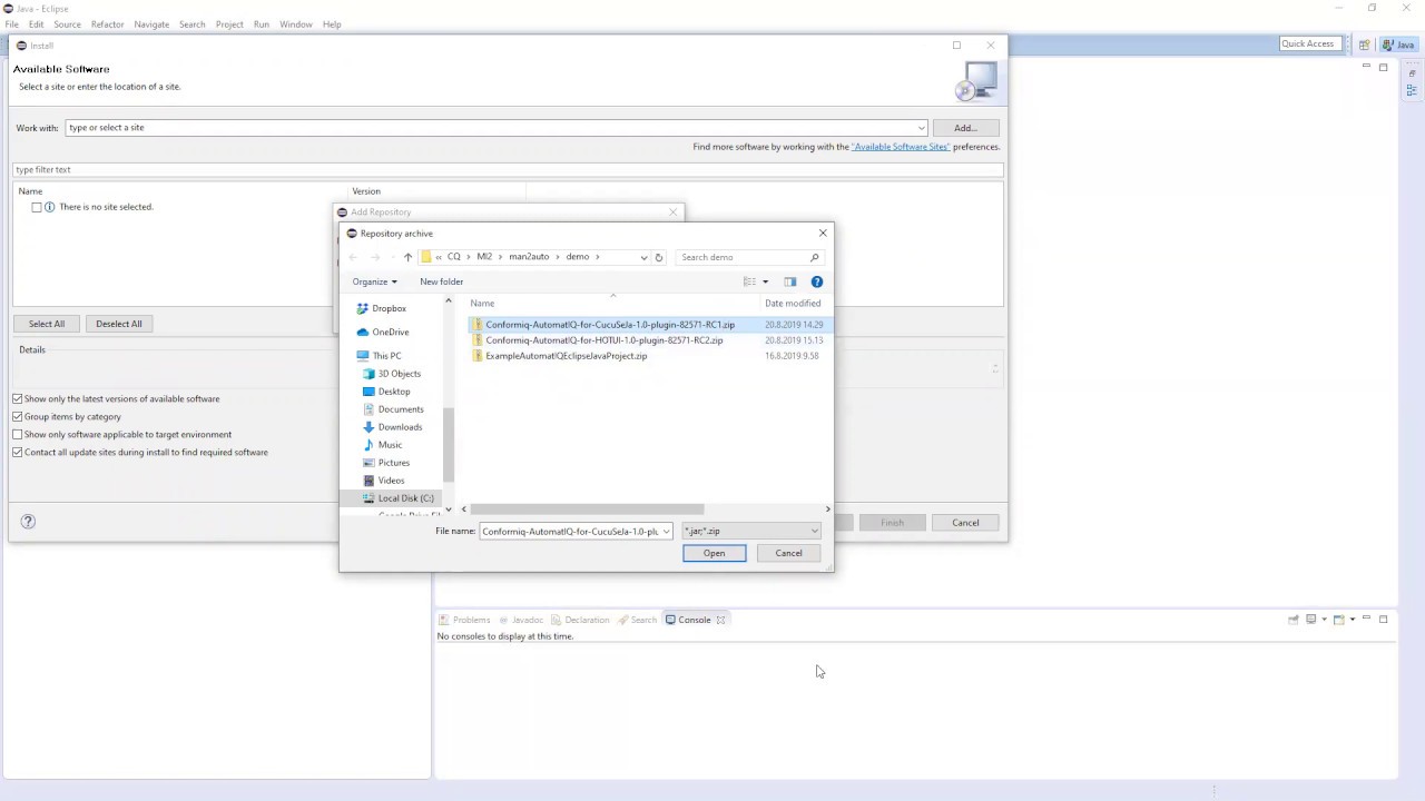 How to install  Conformiq AutomatIQ for Eclipse Cucumber Selenium Java